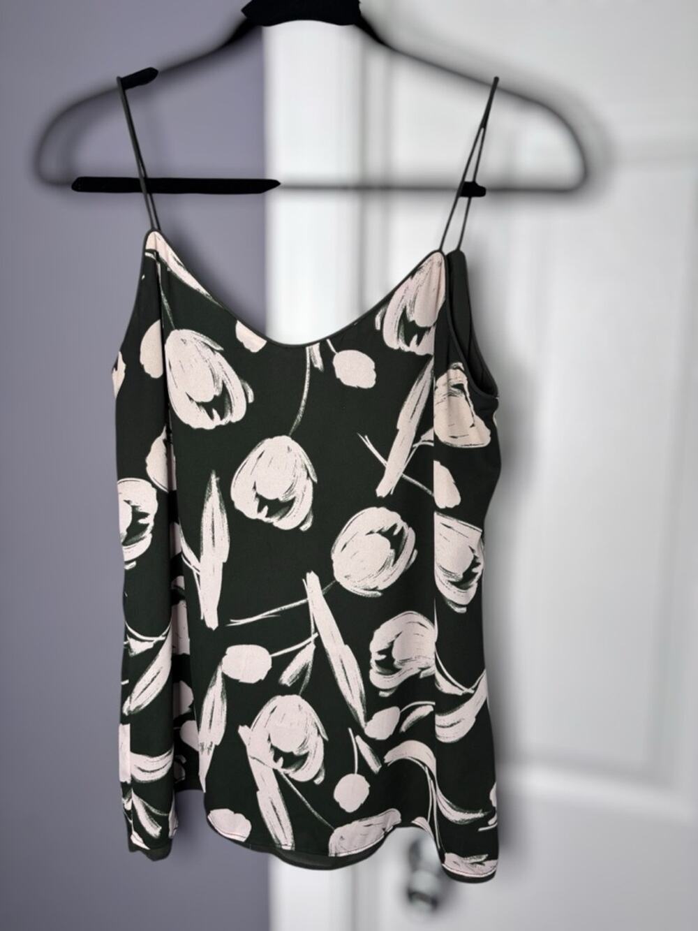Lord & Taylor Olive Green Floral Camisole Tank Small